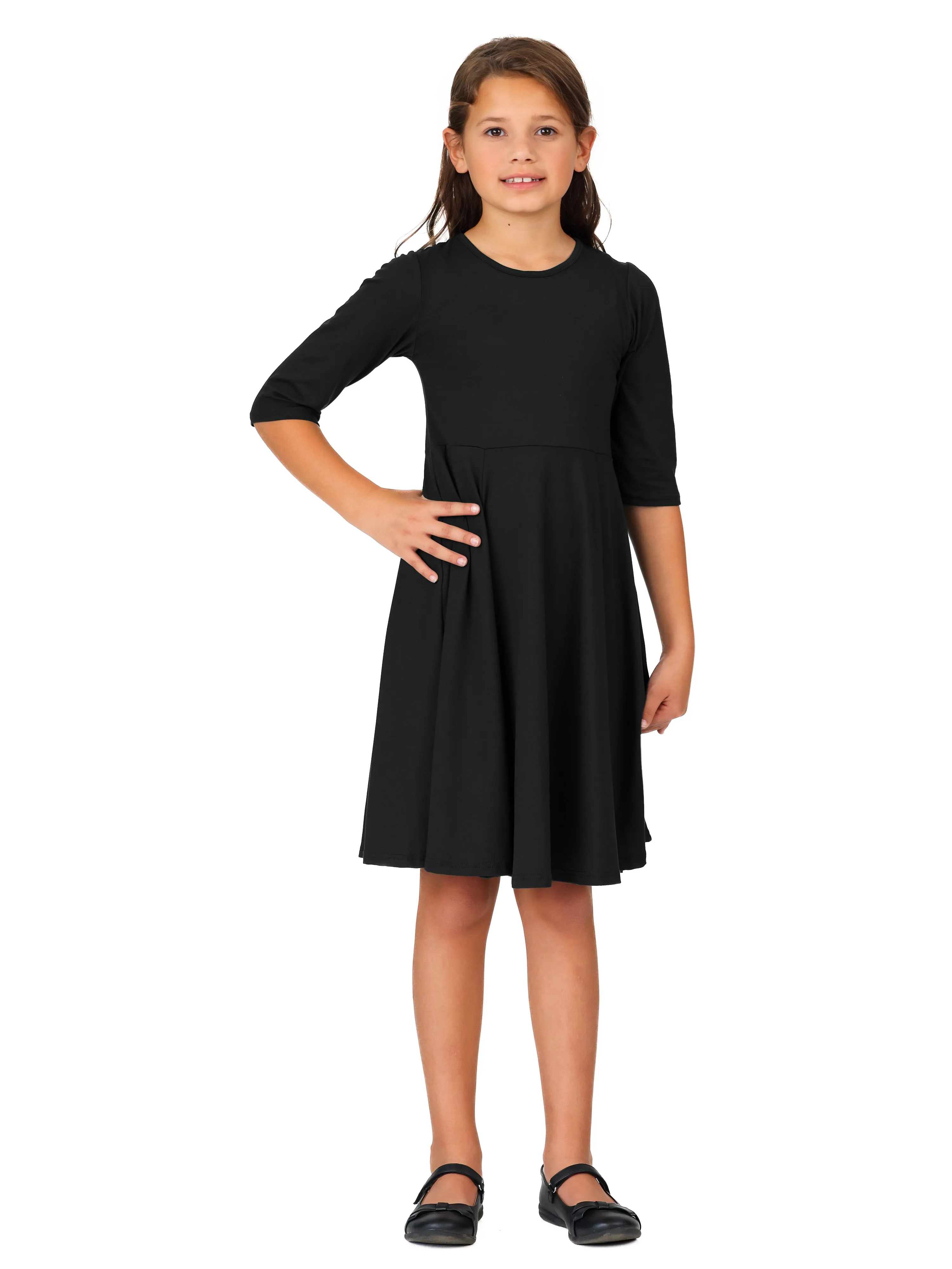 24seven Comfort Apparel Knee Length Fit and Flare Girls Comfortable Party Dress