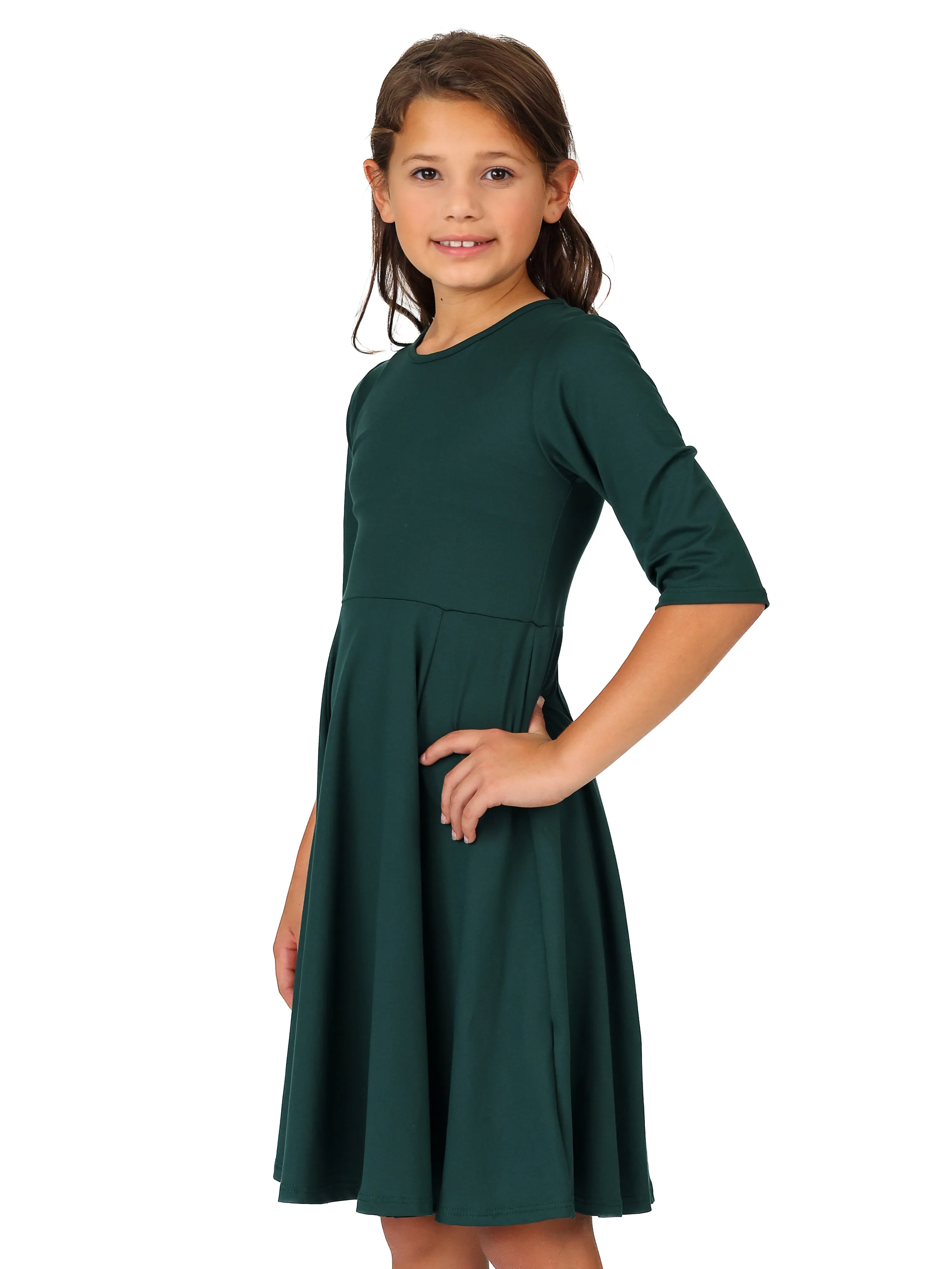 24seven Comfort Apparel Knee Length Fit and Flare Girls Comfortable Party Dress