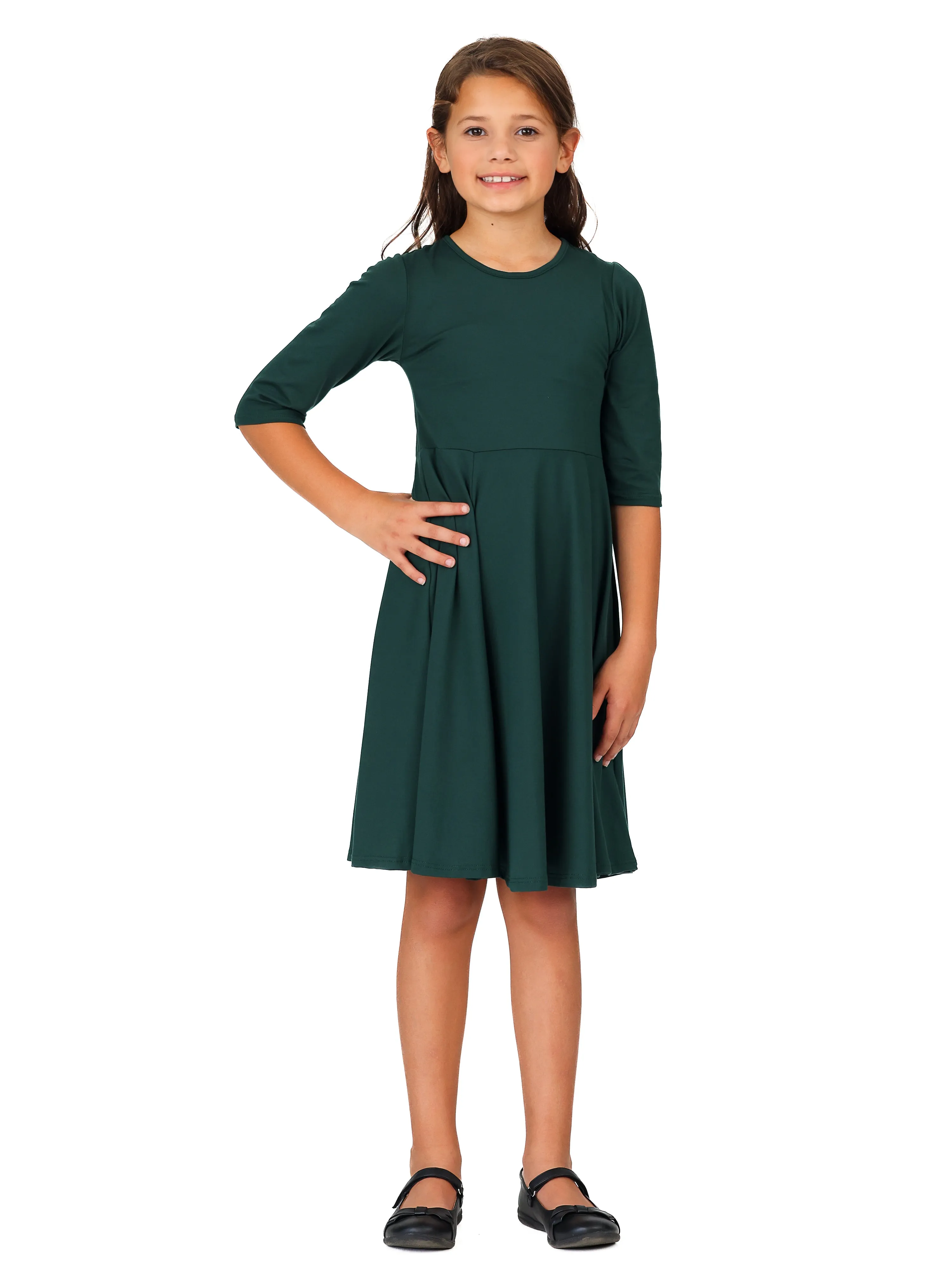 24seven Comfort Apparel Knee Length Fit and Flare Girls Comfortable Party Dress