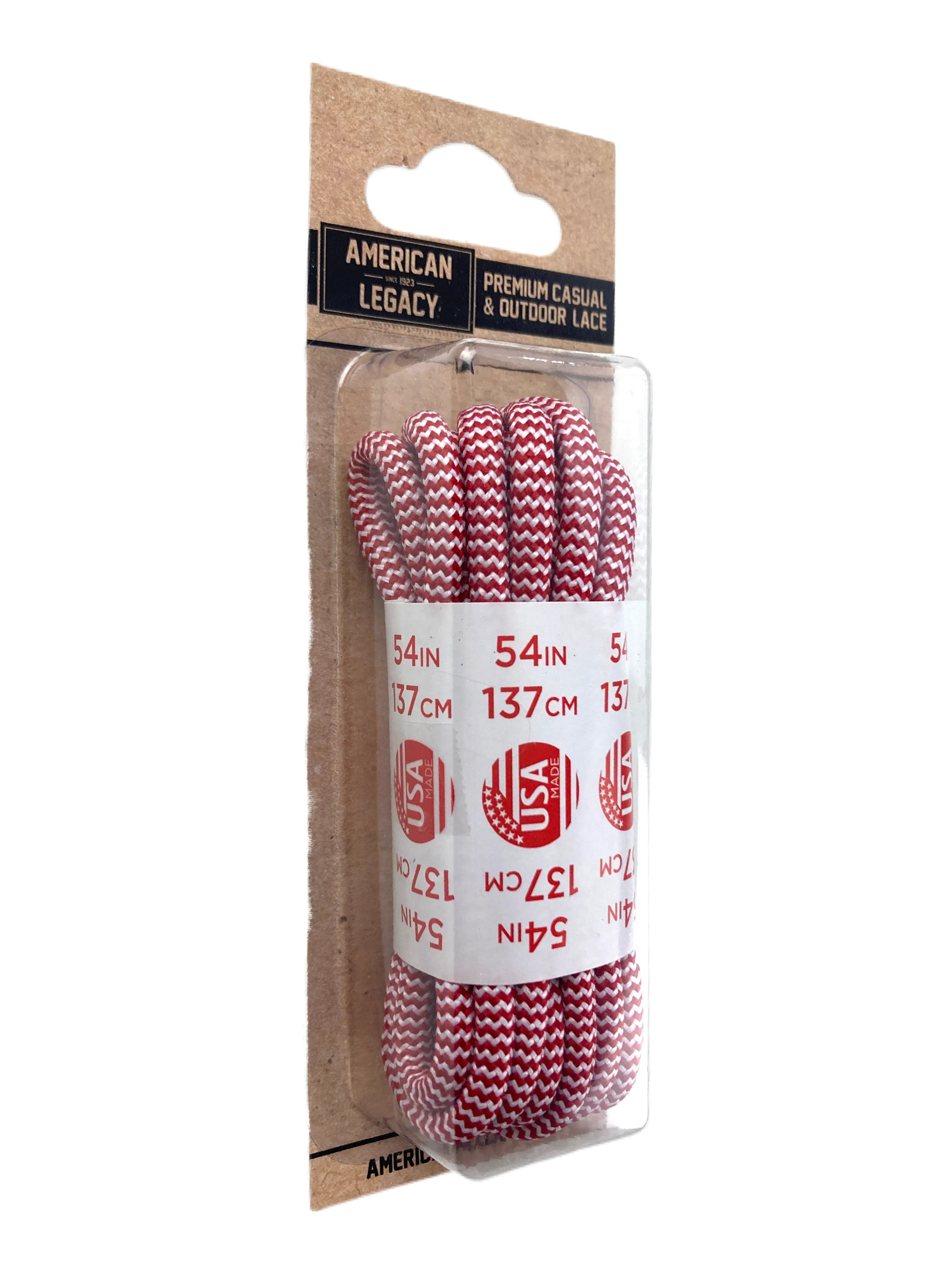 American Legacy ® Premium Rope Laces | Red/White Herringbone