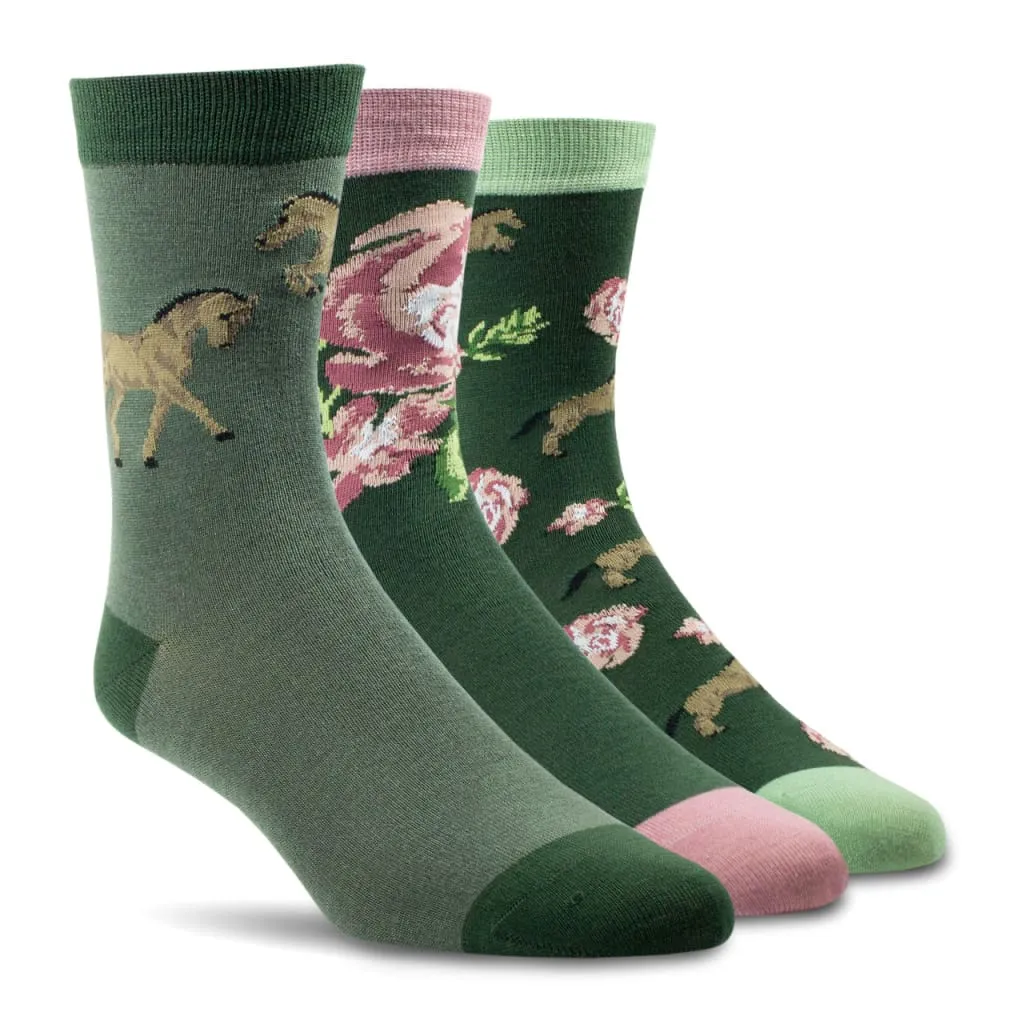 Ariat Ladies Charm Crew Socks Floral Horse