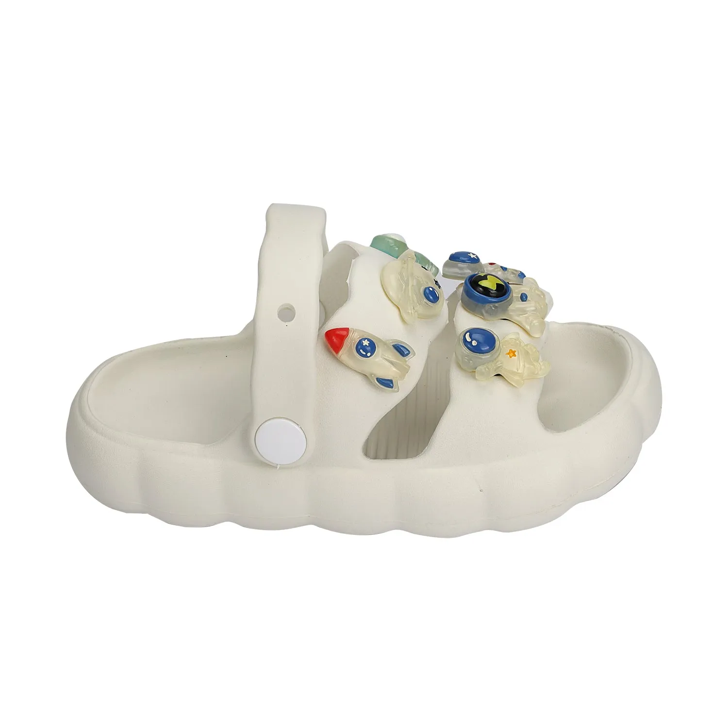 Astro Theme Applique Sandal Style Clogs - White