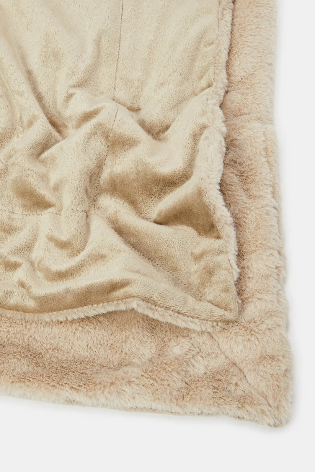 Beige Soft Fur Throw