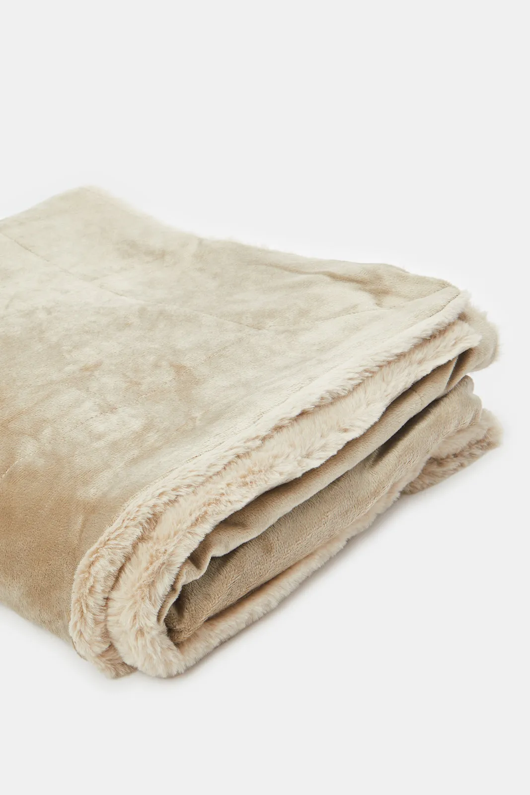 Beige Soft Fur Throw