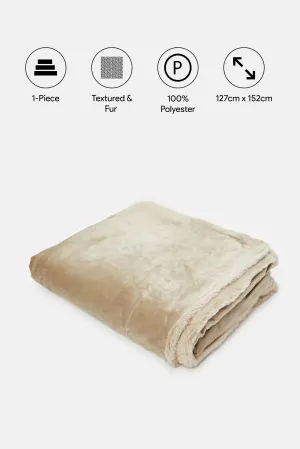 Beige Soft Fur Throw