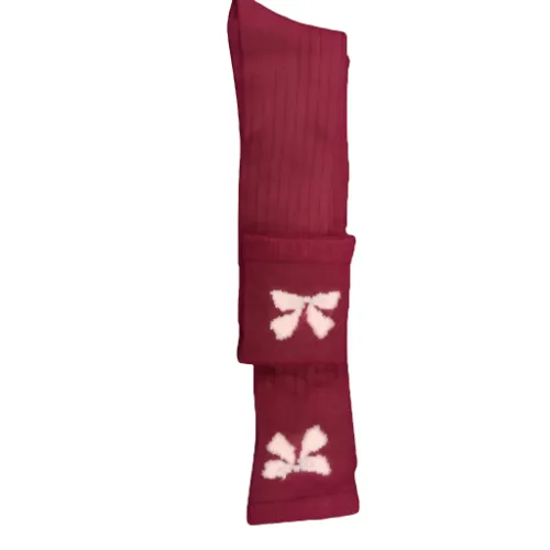 Bow Pattern Hi-Bulk Acrylic Knee-Hi Women's Socks