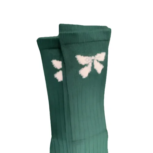 Bow Pattern Hi-Bulk Acrylic Knee-Hi Women's Socks