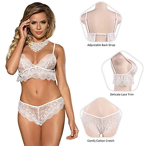 Bra and Knickers  Women Lingerie Set Plus Size White UK Size 20-22