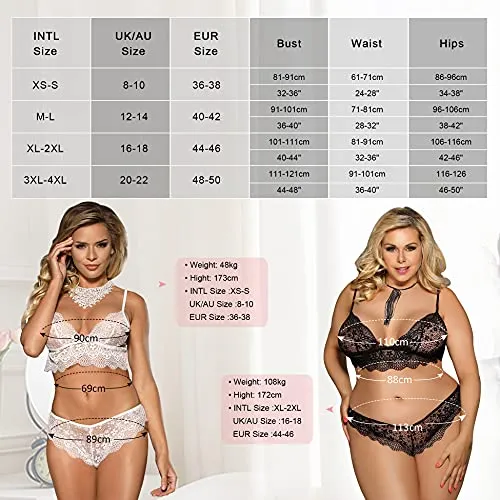 Bra and Knickers  Women Lingerie Set Plus Size White UK Size 20-22