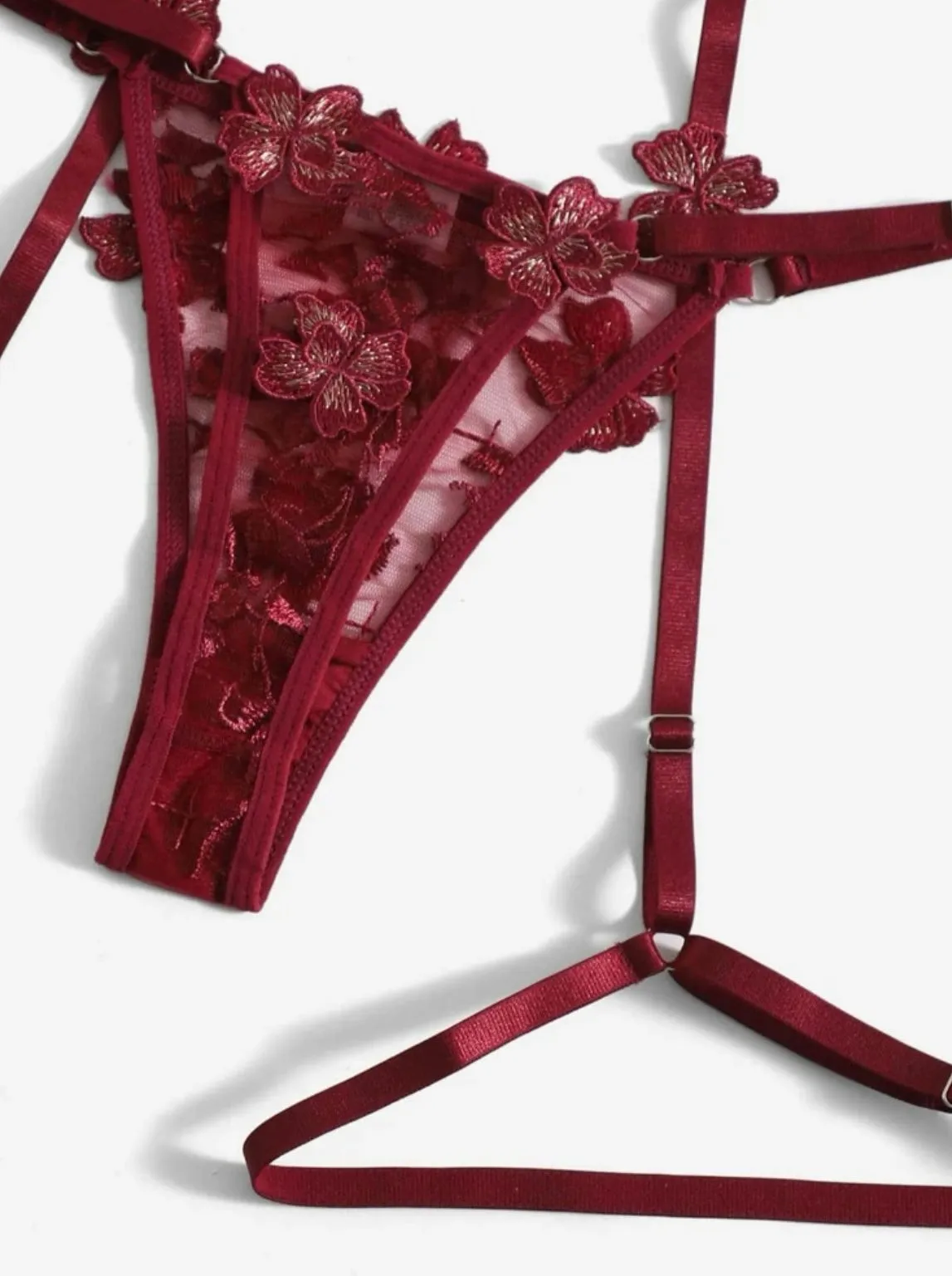 Burgundy Lingerie Set Garter