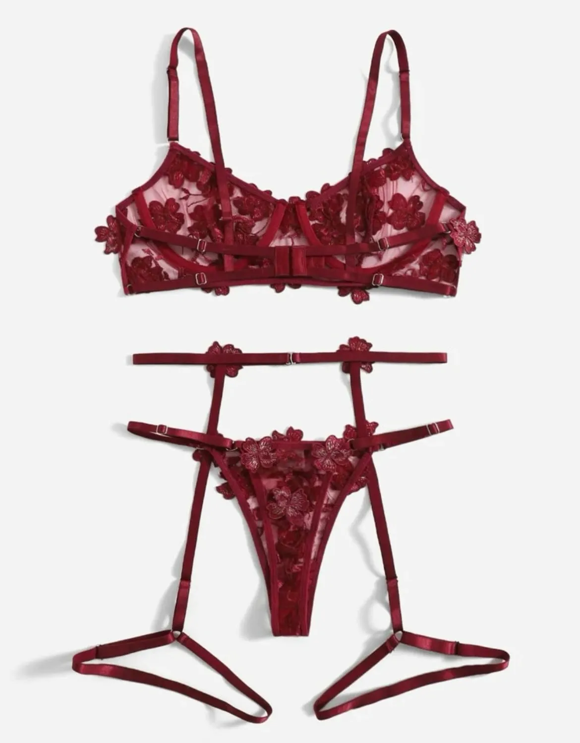 Burgundy Lingerie Set Garter