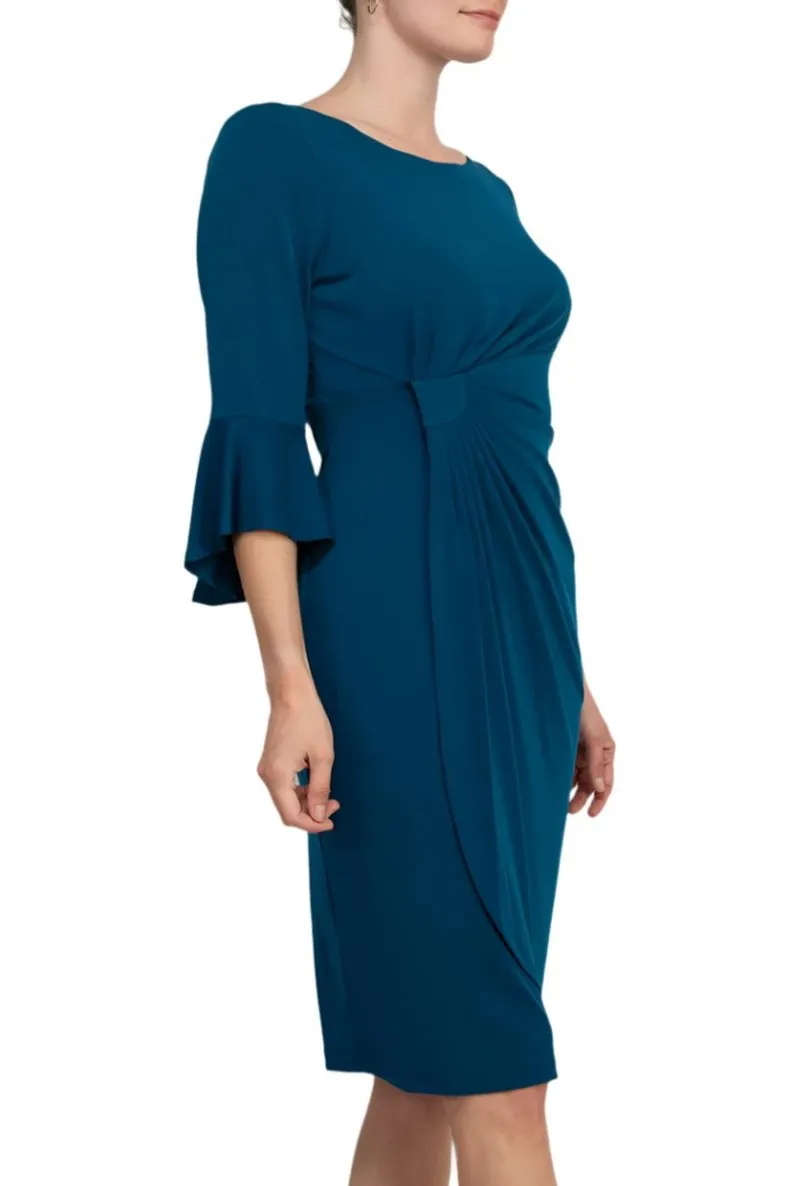 Connected Apparel 3/4 Bell Sleeve Sheath Dress