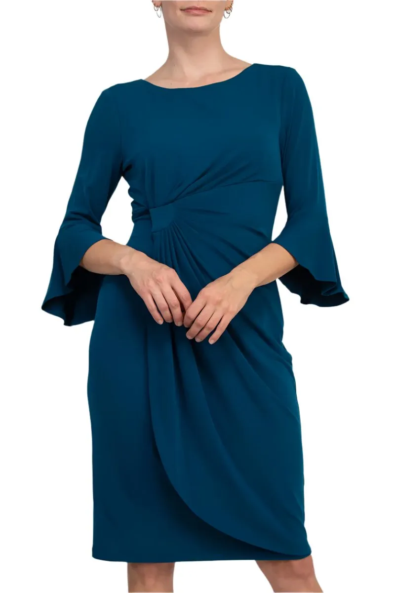 Connected Apparel 3/4 Bell Sleeve Sheath Dress