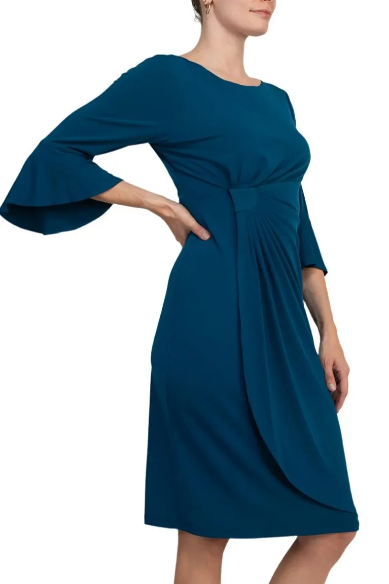 Connected Apparel 3/4 Bell Sleeve Sheath Dress