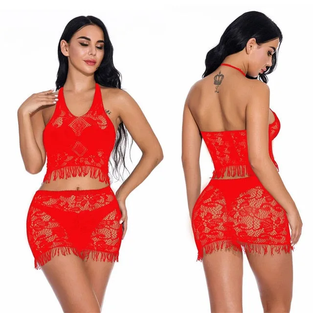 Fantasias Sexy Lace Lingerie Sexy Hot Erotic Costumes Women's Transparent Sex Underwear Nightwear Female Temptation Sex Clothes