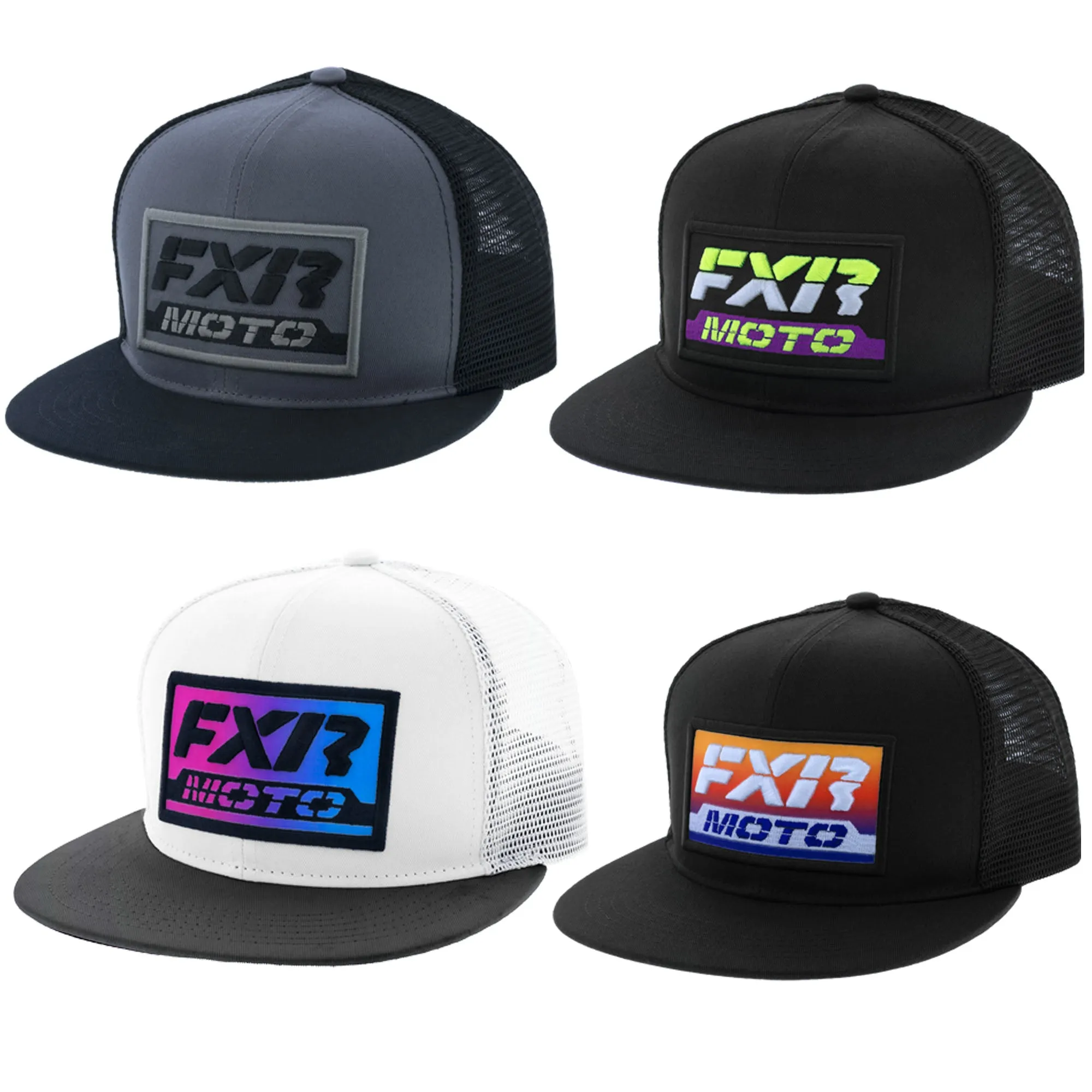 FXR  Moto Baseball Hat Cap Snapback Flat Brim Embroidered Logo Comfortable - One Size