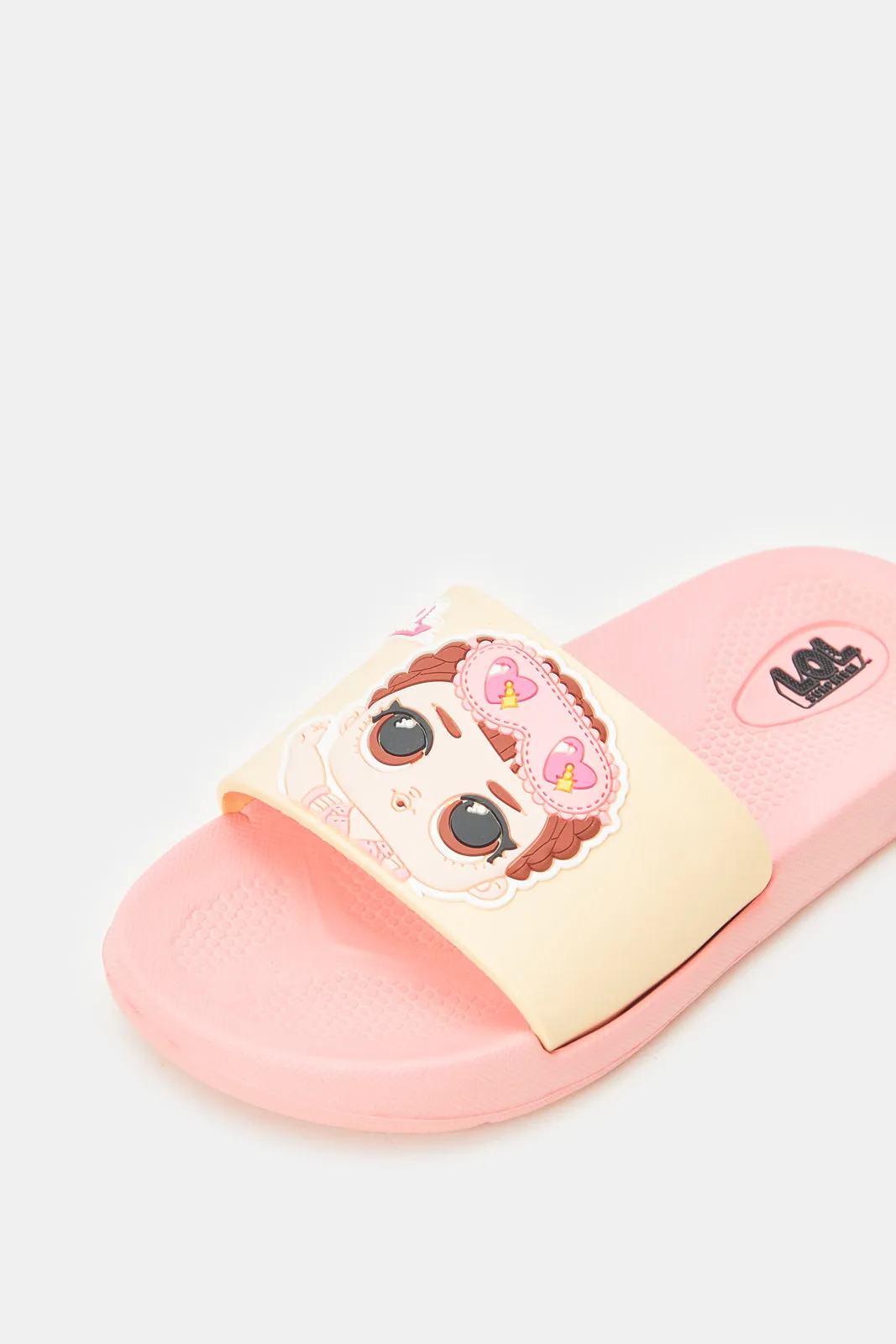 Girls Pink Embossed With L.O.L Printed Slide