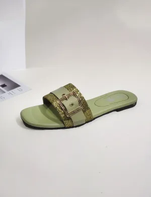 Green | Flat Slippers for women