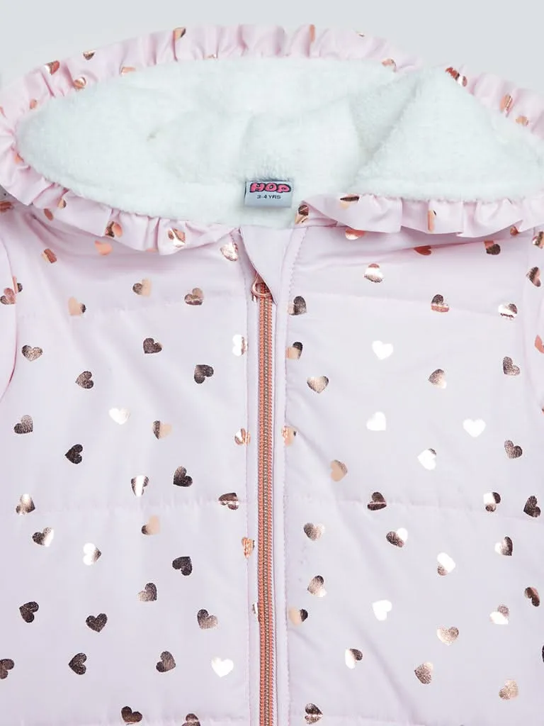 HOP Kids Light Pink Printed Puffer Jacket