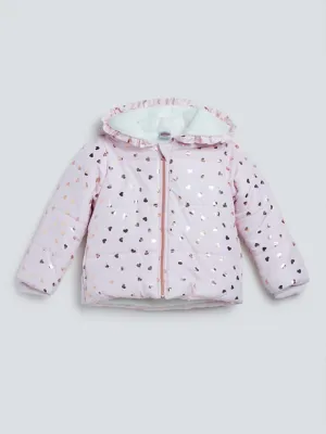 HOP Kids Light Pink Printed Puffer Jacket