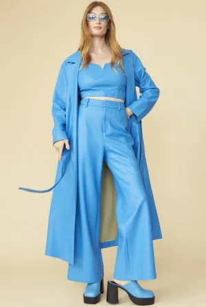 Lana Electric Blue Eco Leather Trench