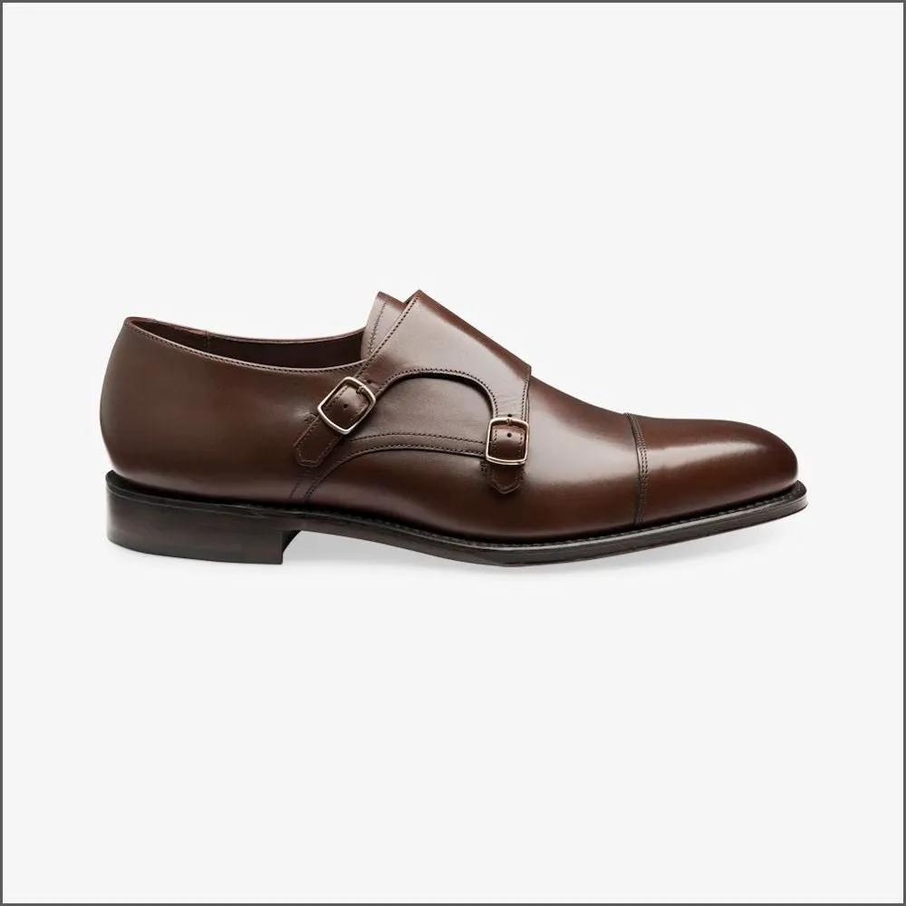 Loake Cannon Dark Brown Leather Buckle Monk Shoe-.