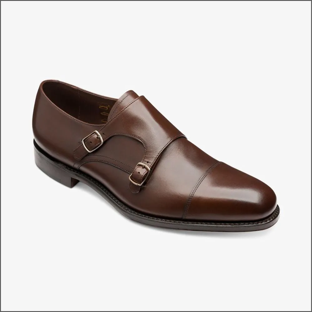 Loake Cannon Dark Brown Leather Buckle Monk Shoe-.