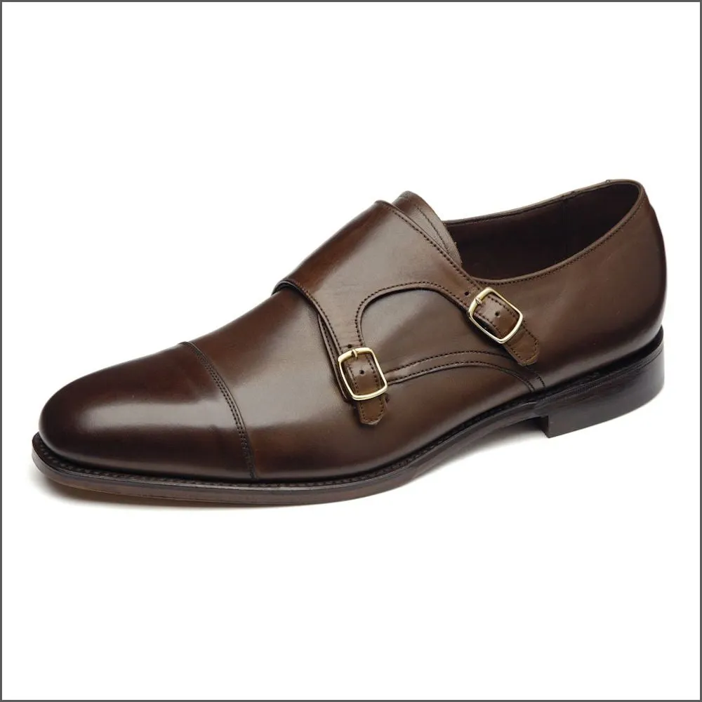 Loake Cannon Dark Brown Leather Buckle Monk Shoe-.