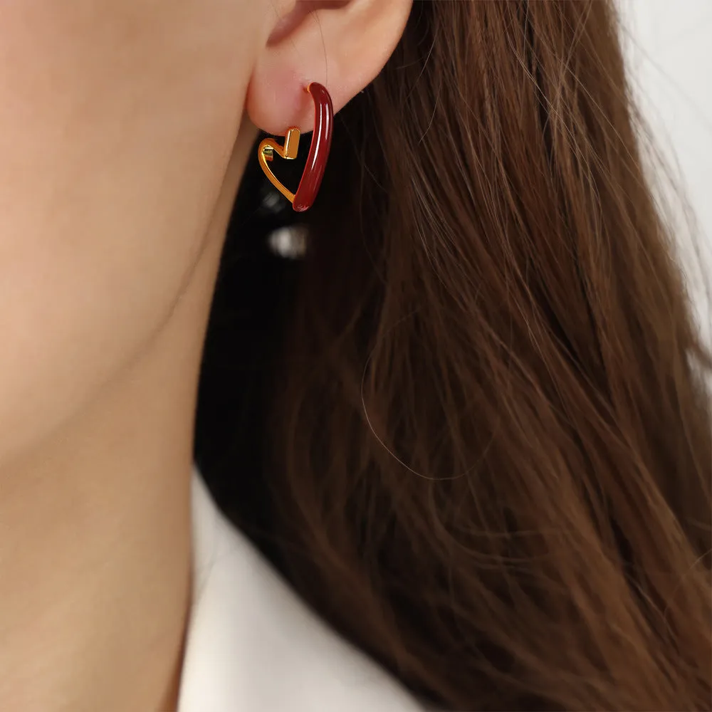 Luxurious Geometric Zircon Earrings with Copper Inlay