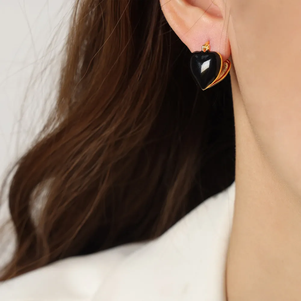 Luxurious Geometric Zircon Earrings with Copper Inlay