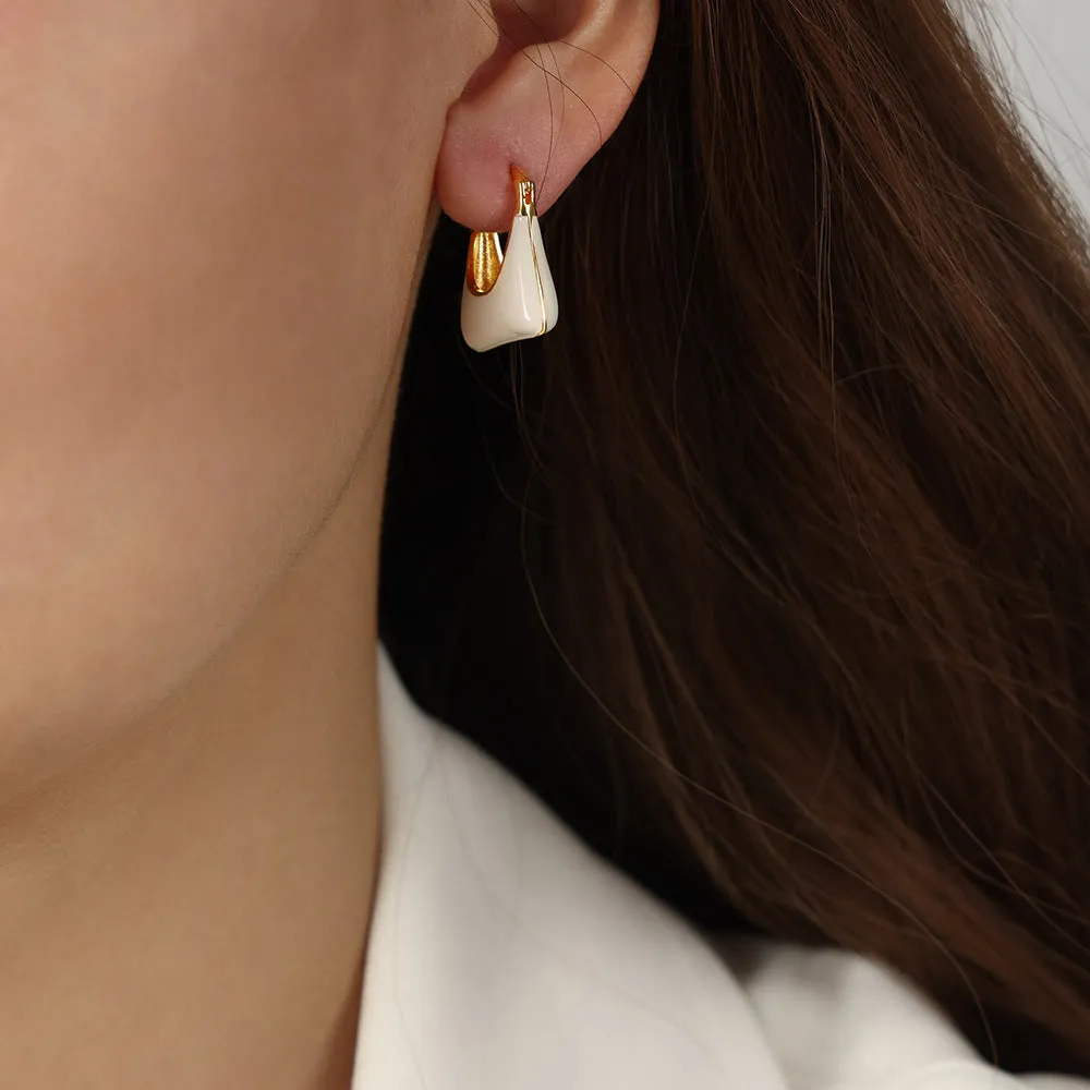 Luxurious Geometric Zircon Earrings with Copper Inlay