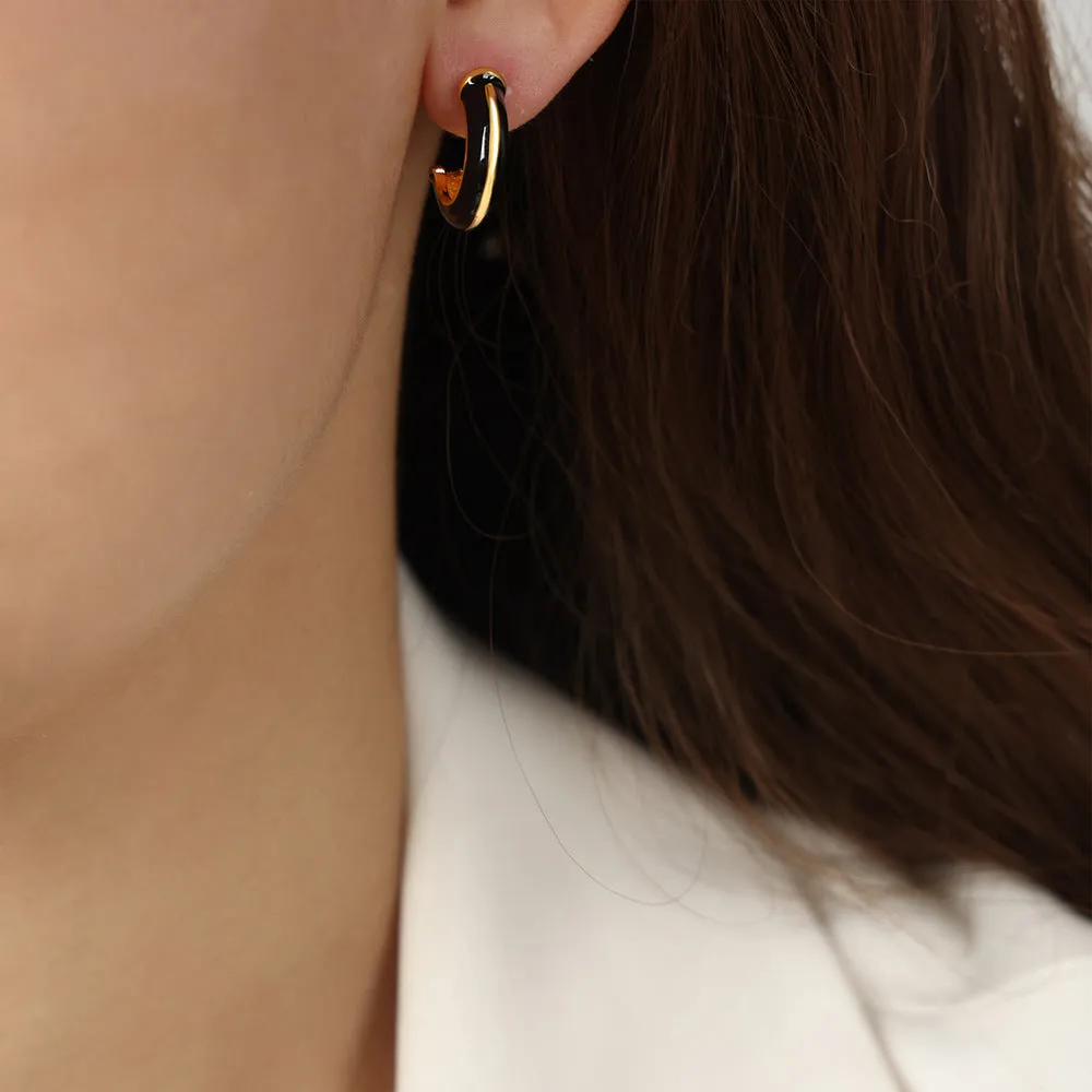 Luxurious Geometric Zircon Earrings with Copper Inlay