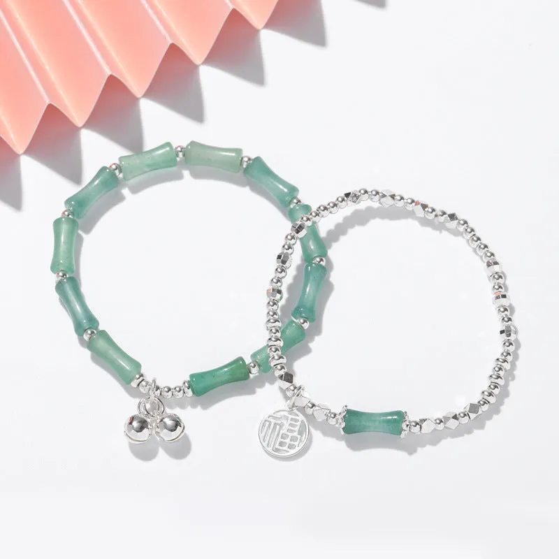 Luxurious Green Aventurine Crystal Bracelets with Sterling Silver