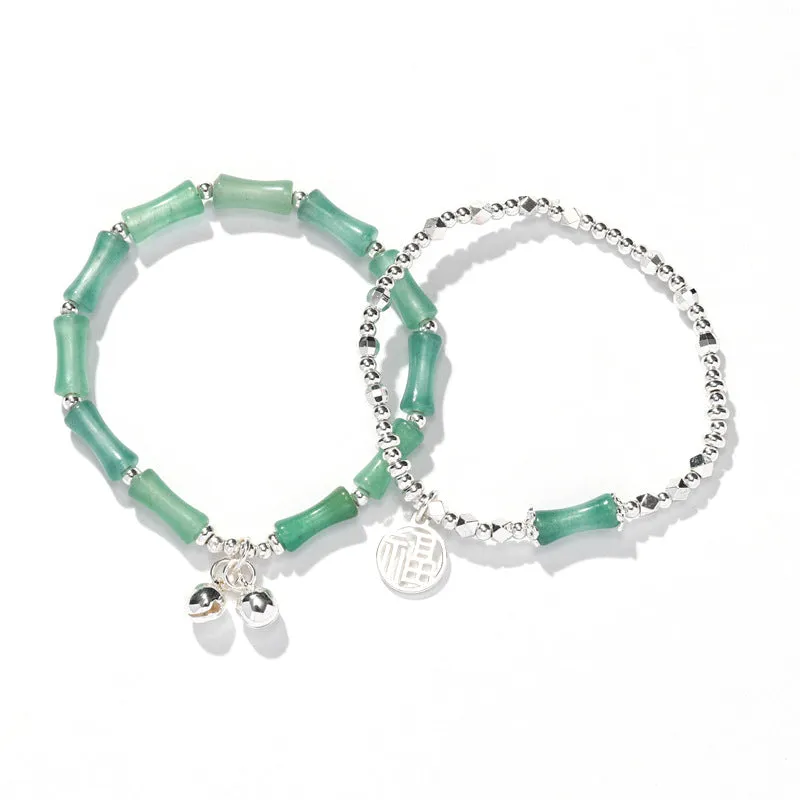 Luxurious Green Aventurine Crystal Bracelets with Sterling Silver