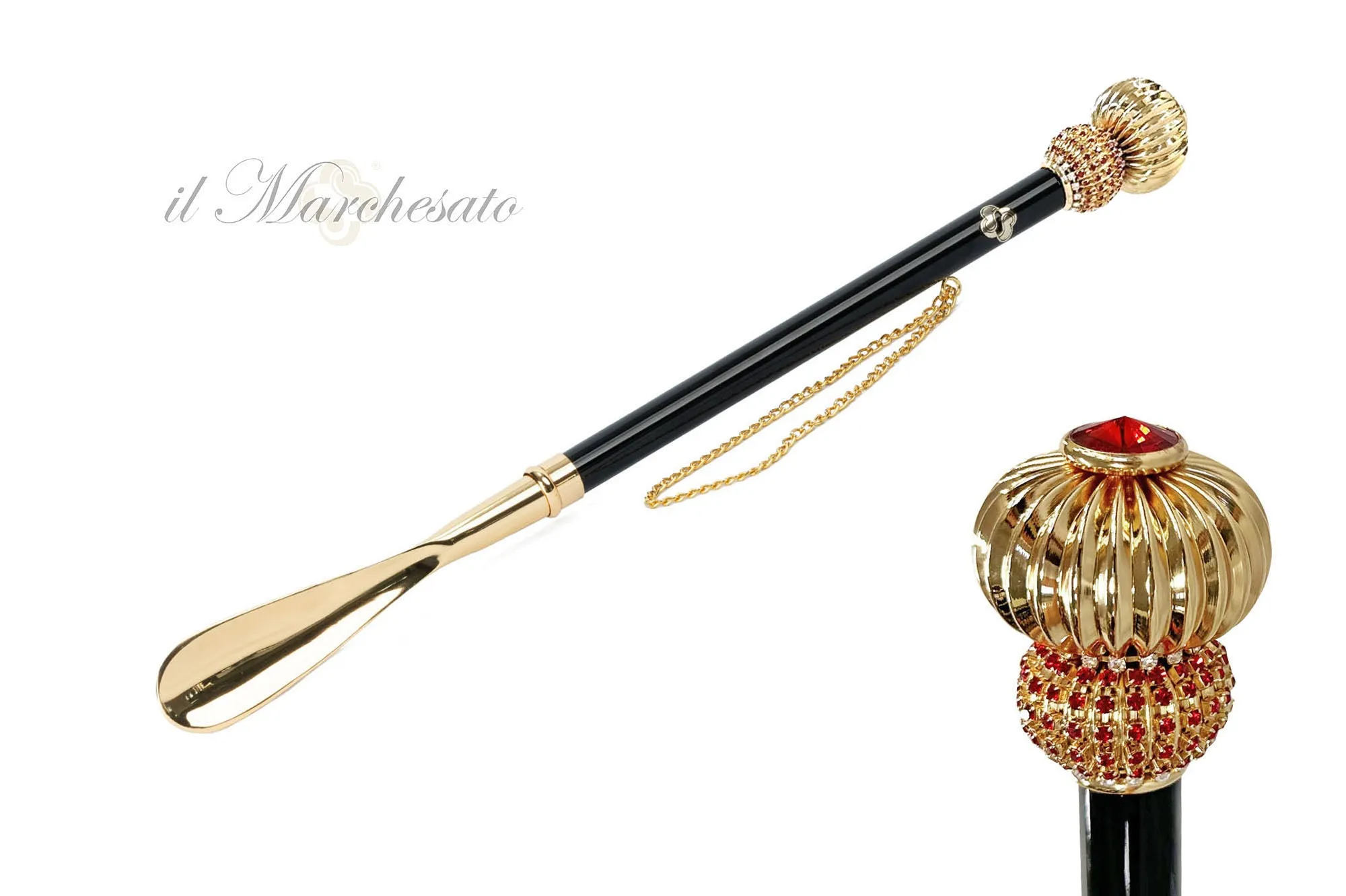 Luxurious Jeweled Shoehorn with Red Crystals