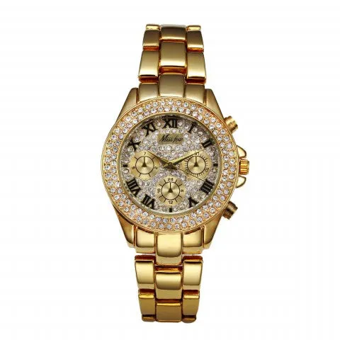 Luxurious Rhinestones Link Wrist Watch