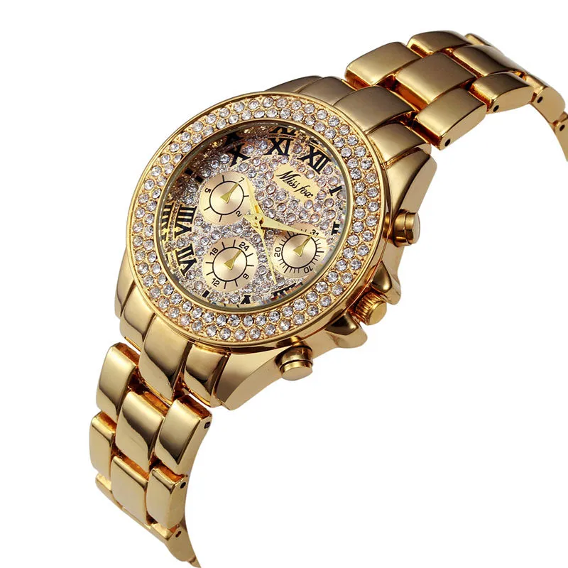 Luxurious Rhinestones Link Wrist Watch