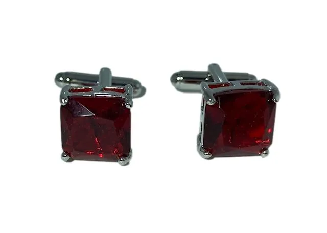 Luxurious Ruby Red Stone Cufflinks