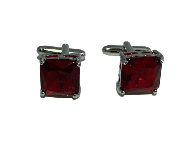 Luxurious Ruby Red Stone Cufflinks