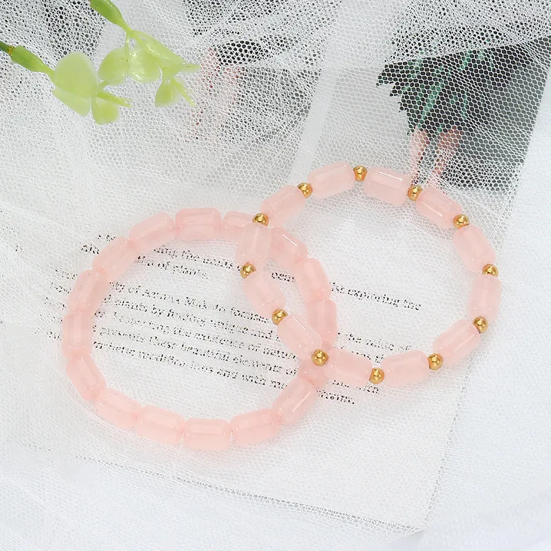 Luxurious Sterling Silver Crystal Pink Quartz Bracelet