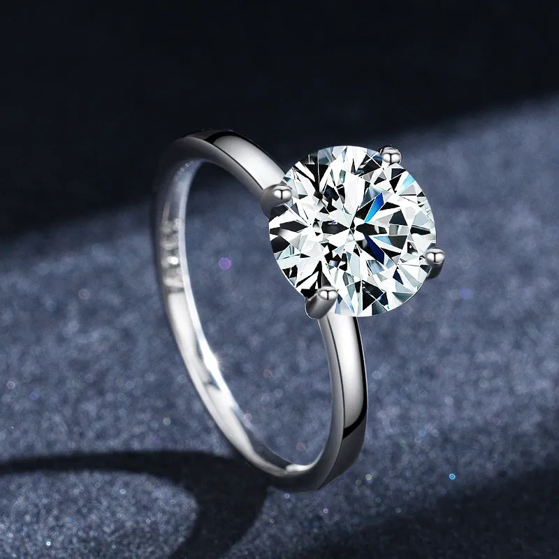 Luxurious Sterling Silver Zircon Ring for Women