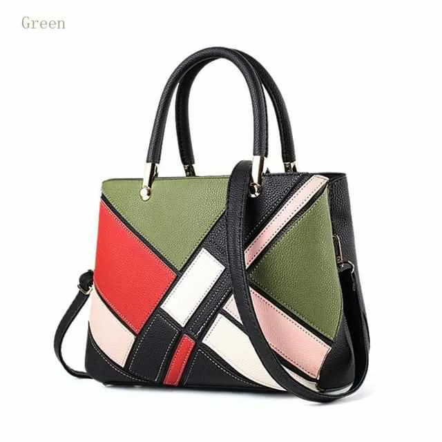 Luxury Multi Color Handbags - Soft PU Leather Tote Bag