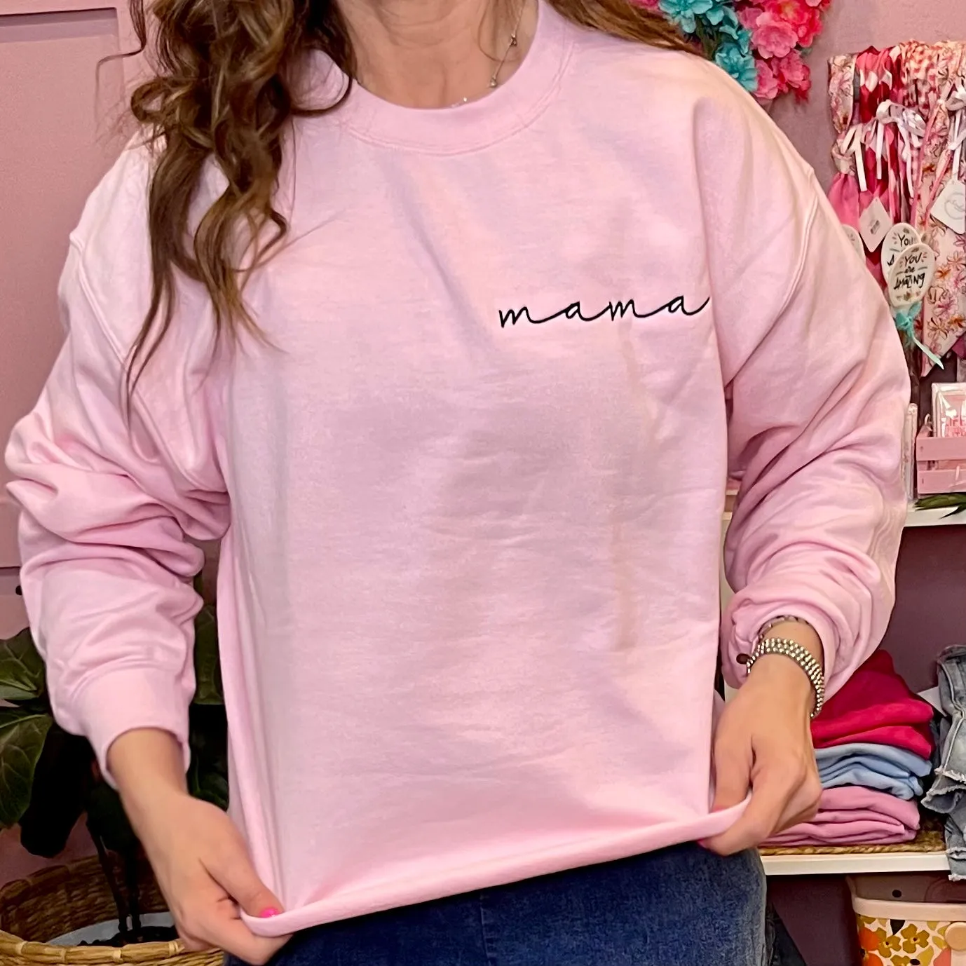 Mama Embroidered Crewneck Sweatshirt