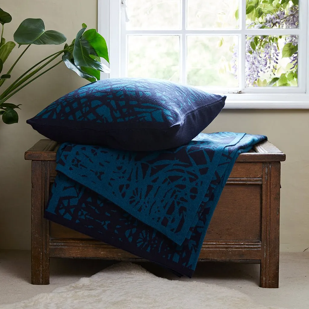 Merino Wool Palm Throw - Navy