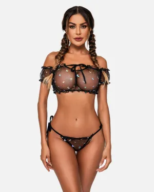 Mesh Butterfly Bra and Panty Set