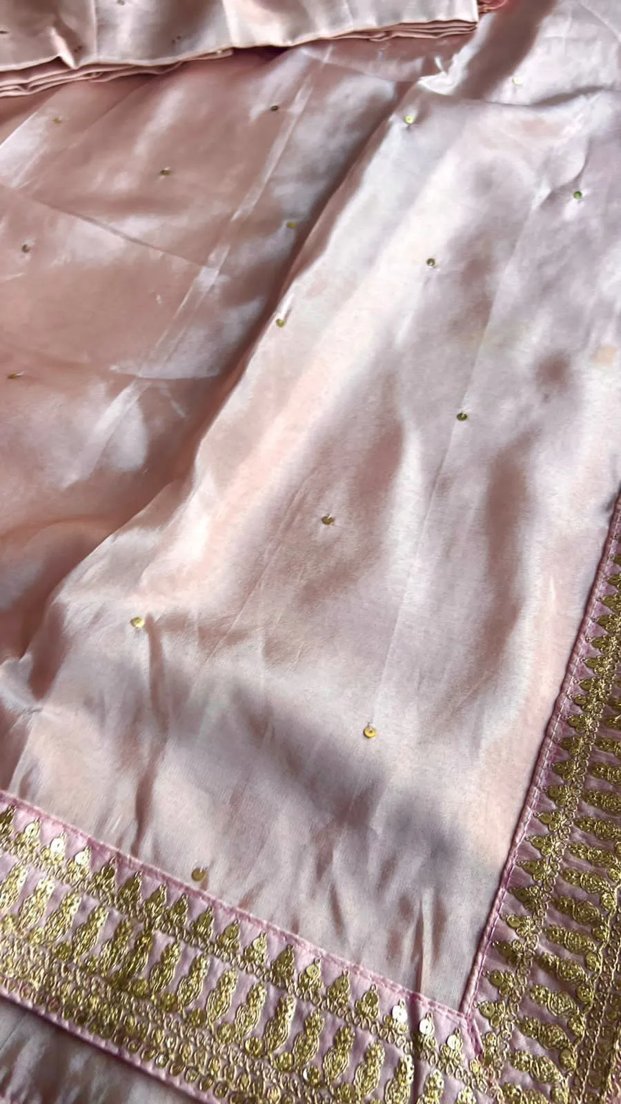 Peach soft silk designer saree ( only saree )