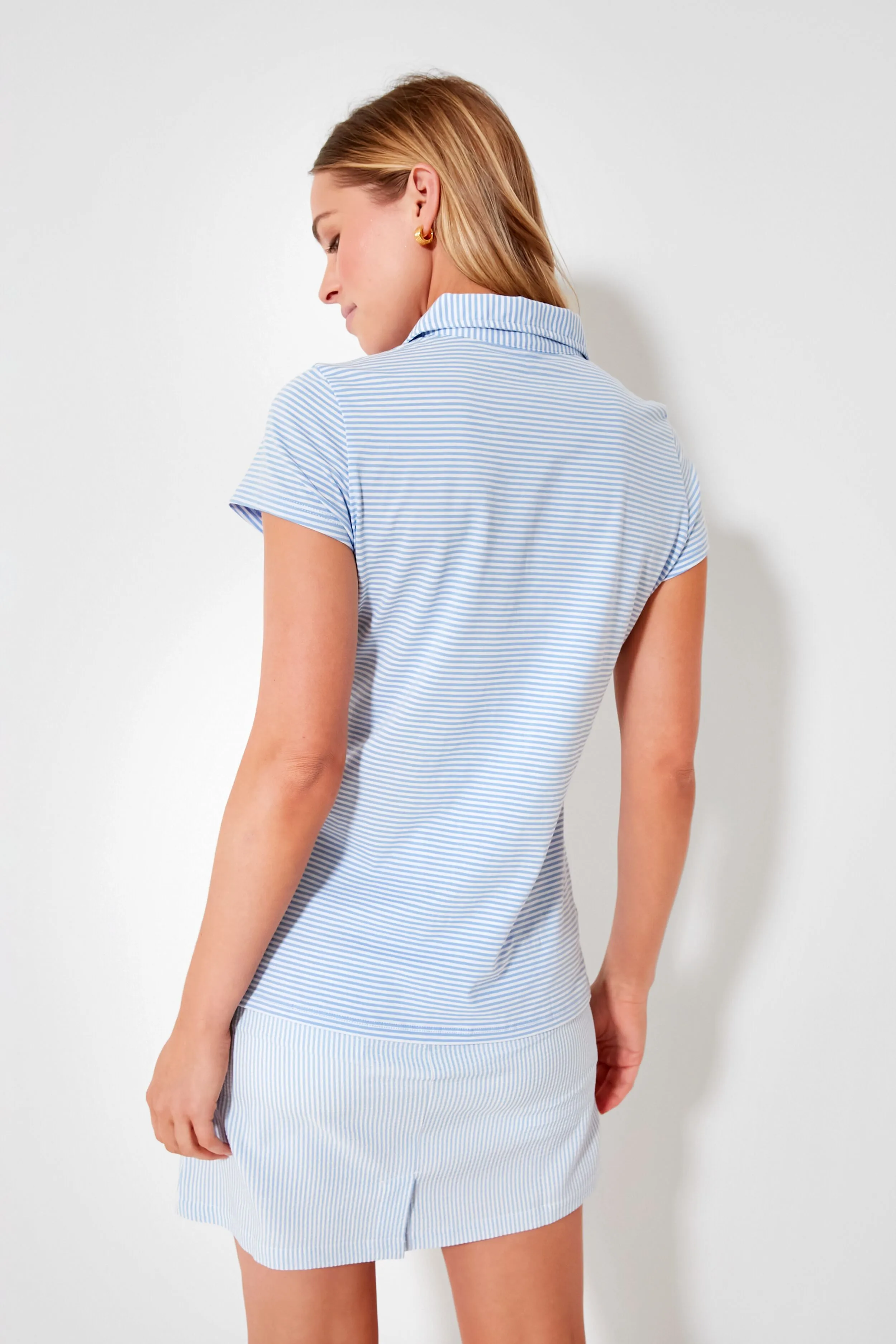 Periwinkle and White Short Sleeve Polo