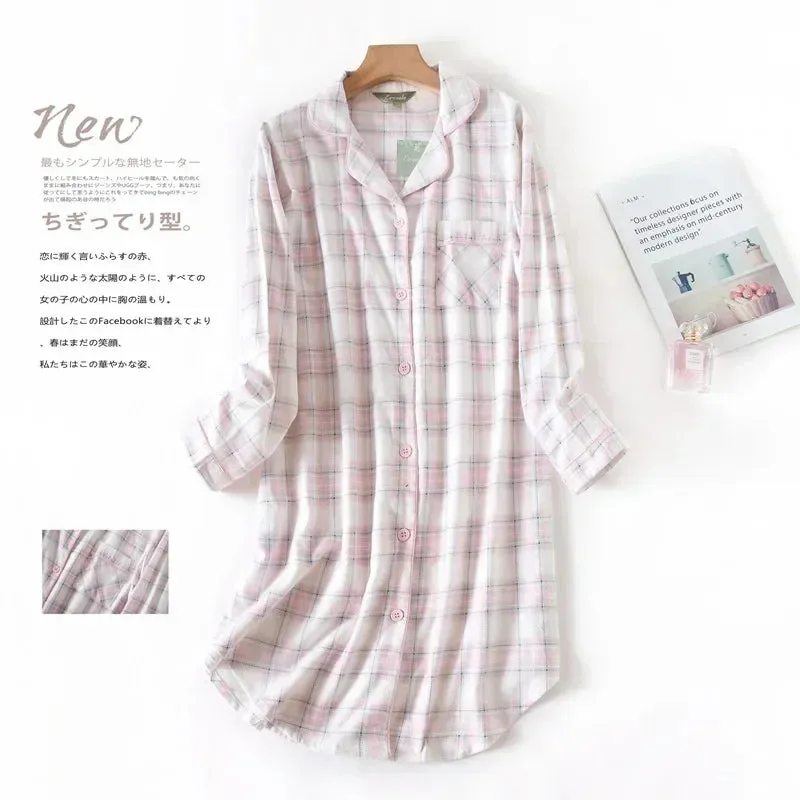 Plaid Cotton Flannel Nightgown