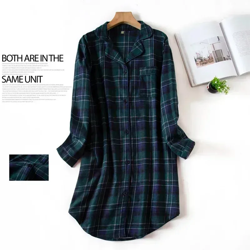 Plaid Cotton Flannel Nightgown