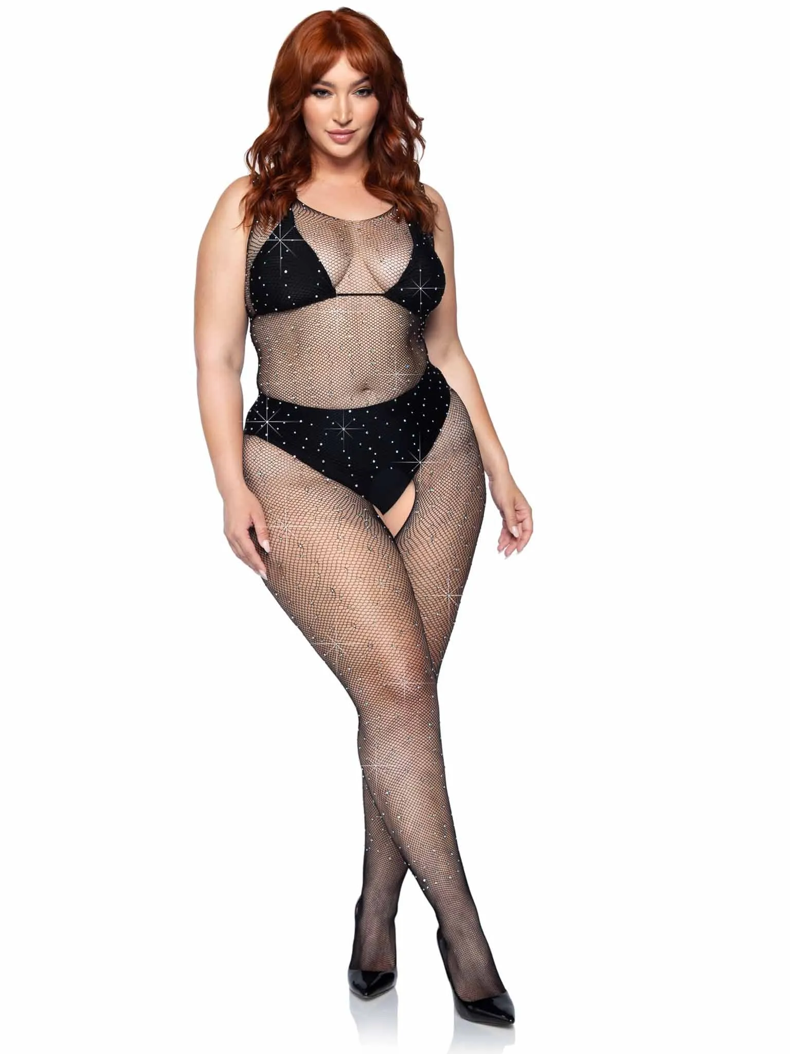 Plus Dare Me Rhinestone Bodystocking